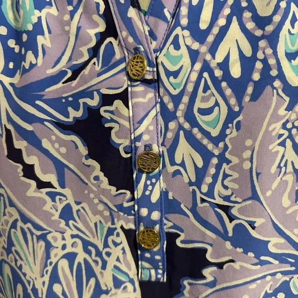 Lilly Pulitzer Elsa Lilac Verbana Silk Blouse Women’s Size Small - Picture 3 of 8